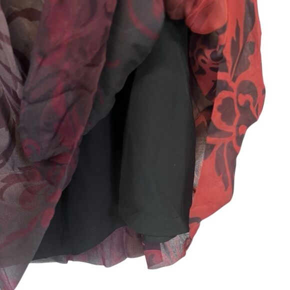 J Jill | 100% Silk Wine Red black Grey Elastic Waist Formal Pleated Skirt 10 - Picture 4 of 8